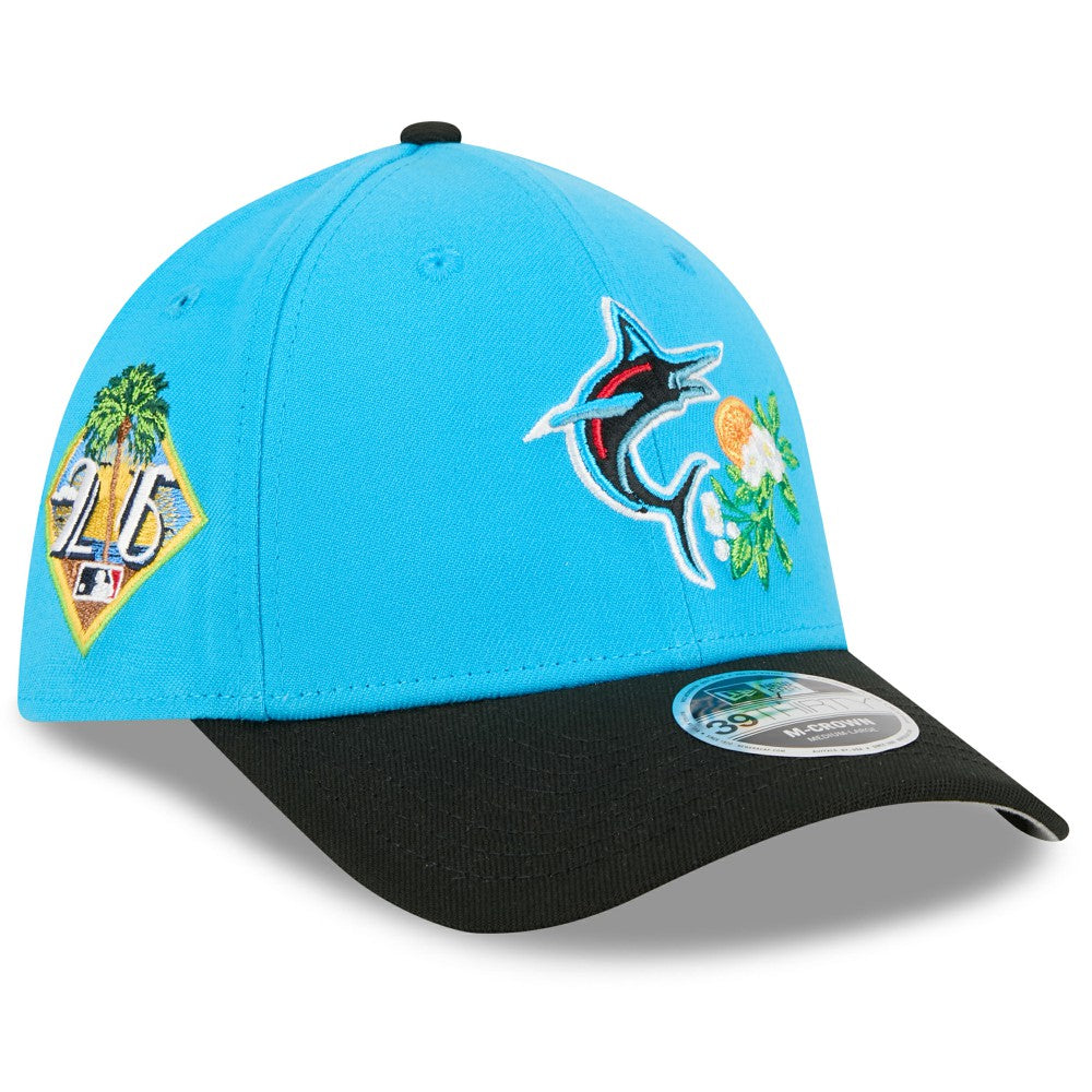 Miami Marlins 2026 Spring Training M-Crown 39THIRTY Flex Hat Blue/Black
