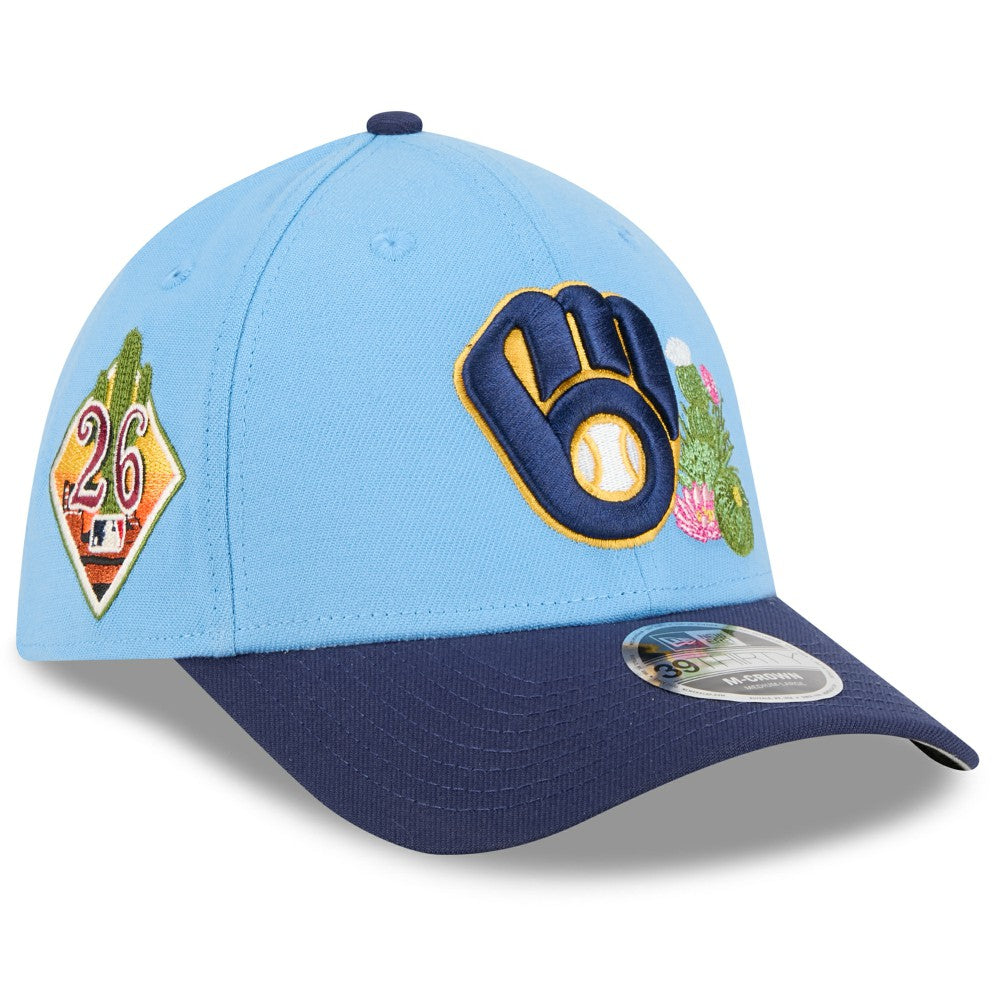 Milwaukee Brewers 2026 Spring Training M-Crown 39THIRTY Flex Hat Light Blue/Navy