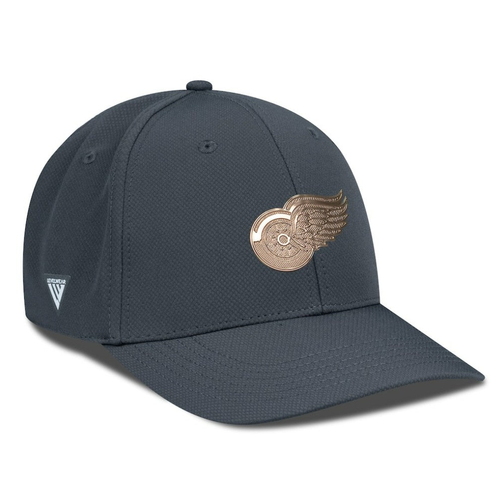 Detroit Red Wings Levelwear Rise Copper Insignia Flex Hat - Charcoal Hats