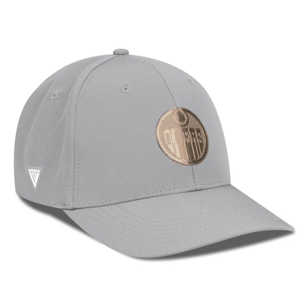 Edmonton Oilers Levelwear Rise Copper Insignia Flex Hat - Gray Hats