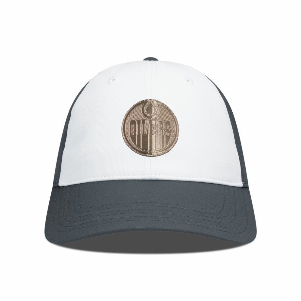 Edmonton Oilers Levelwear Endure Copper Insignia Adjustable Hat - White/Charcoal Hats