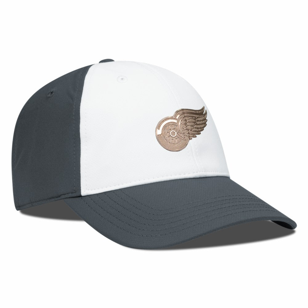 Detroit Red Wings Levelwear Endure Copper Insignia Adjustable Hat - White/Charcoal Hats