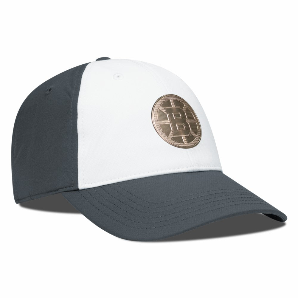 Boston Bruins Levelwear Endure Copper Insignia Adjustable Hat - White/Charcoal Hats