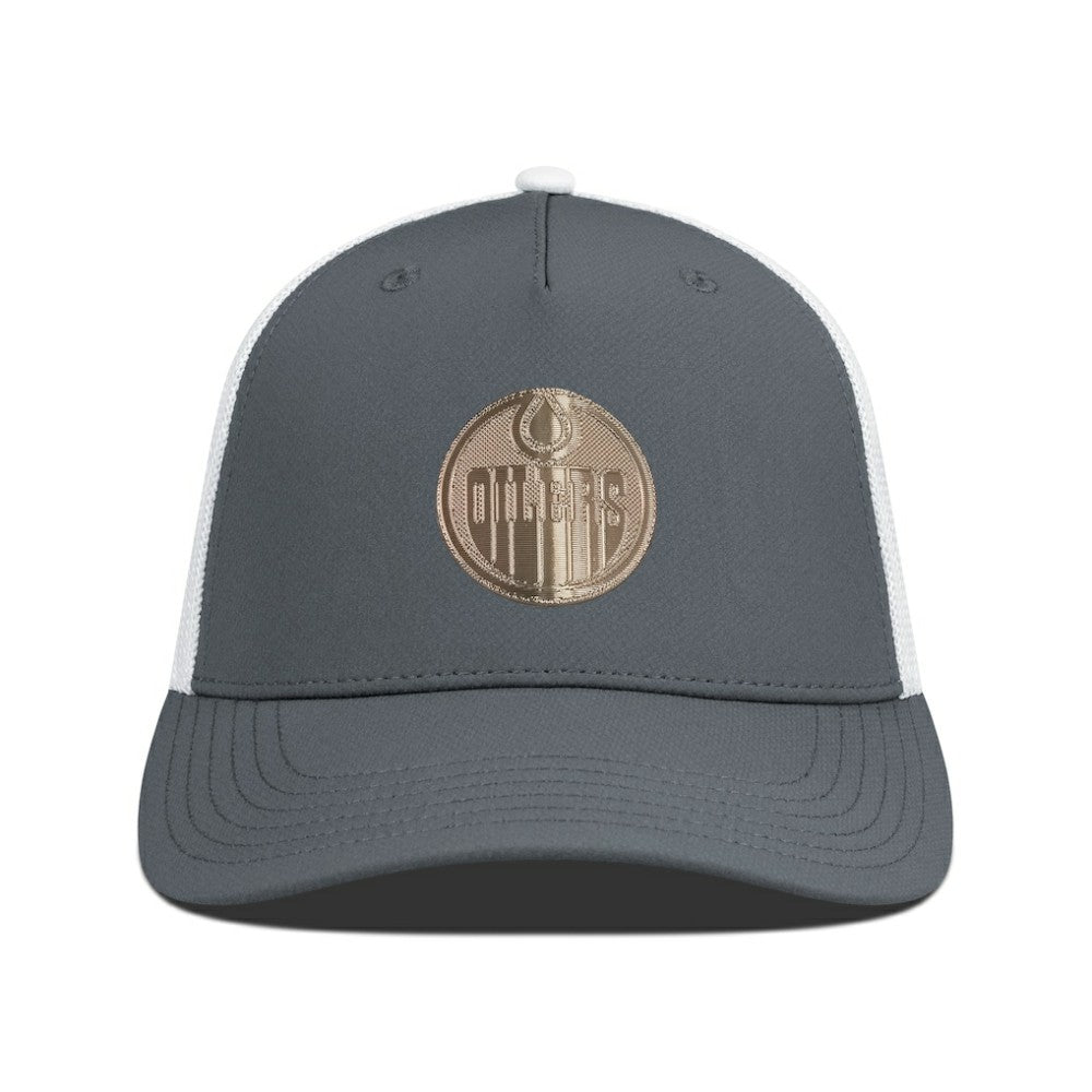 Edmonton Oilers Levelwear Signal Copper Insignia Trucker Adjustable Hat - Charcoal/White Hats