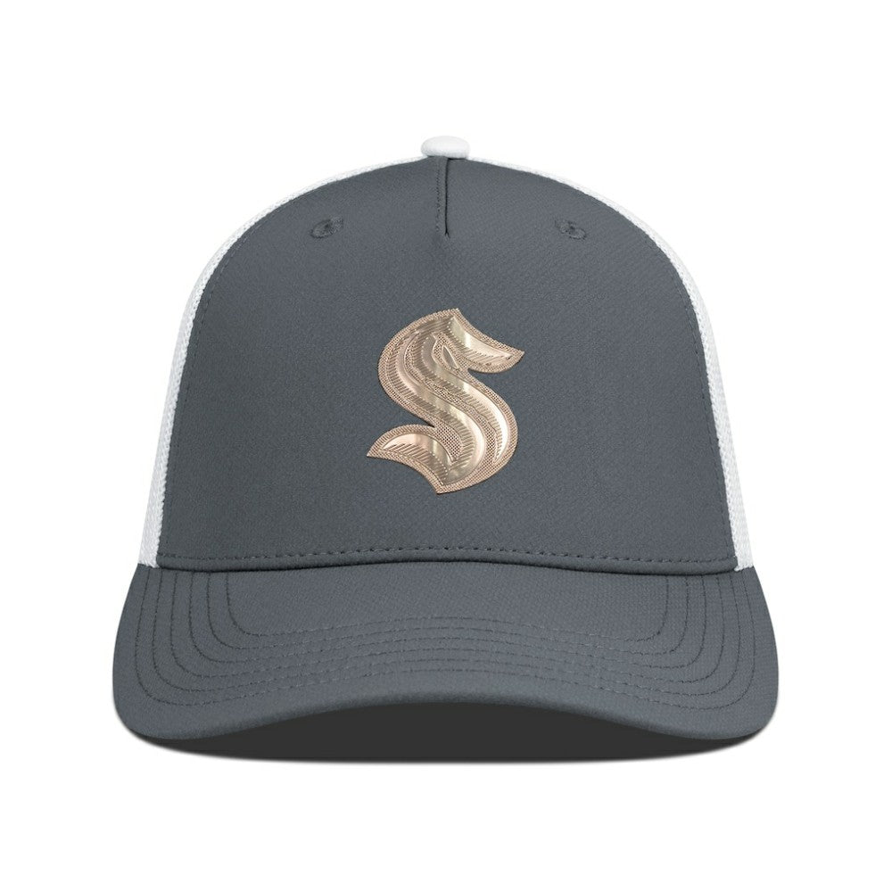 Seattle Kraken Levelwear Signal Copper Insignia Trucker Adjustable Hat - Charcoal/White Hats