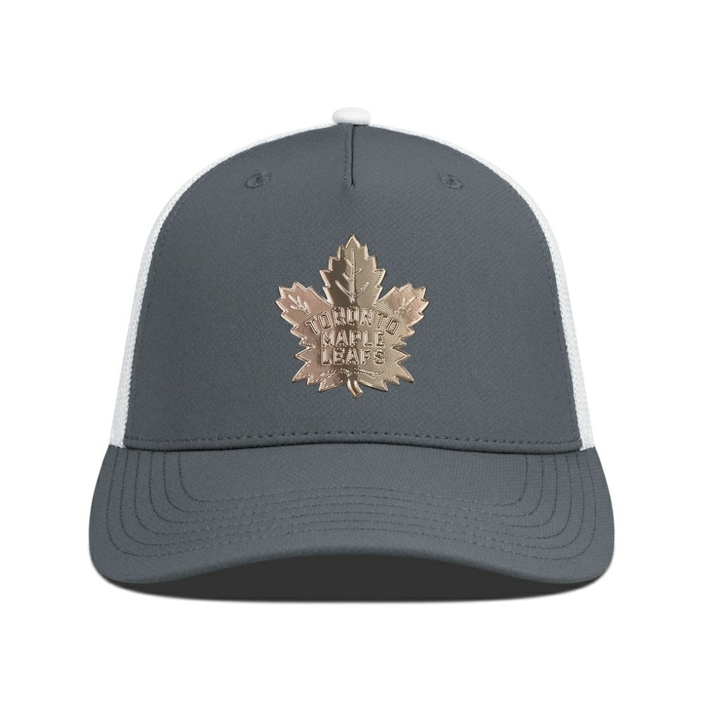 Toronto Maple Leafs Levelwear Signal Copper Insignia Trucker Adjustable Hat - Charcoal/White Hats