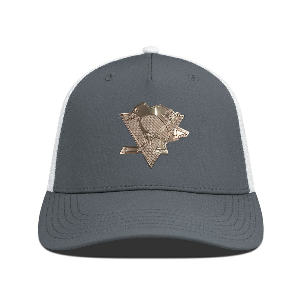 Pittsburgh Penguins Levelwear Signal Copper Insignia Trucker Adjustable Hat - Charcoal/White Hats