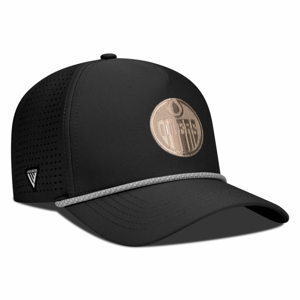 Edmonton Oilers Levelwear Gordon Copper Insignia Vented Adjustable Hat - Black Hats