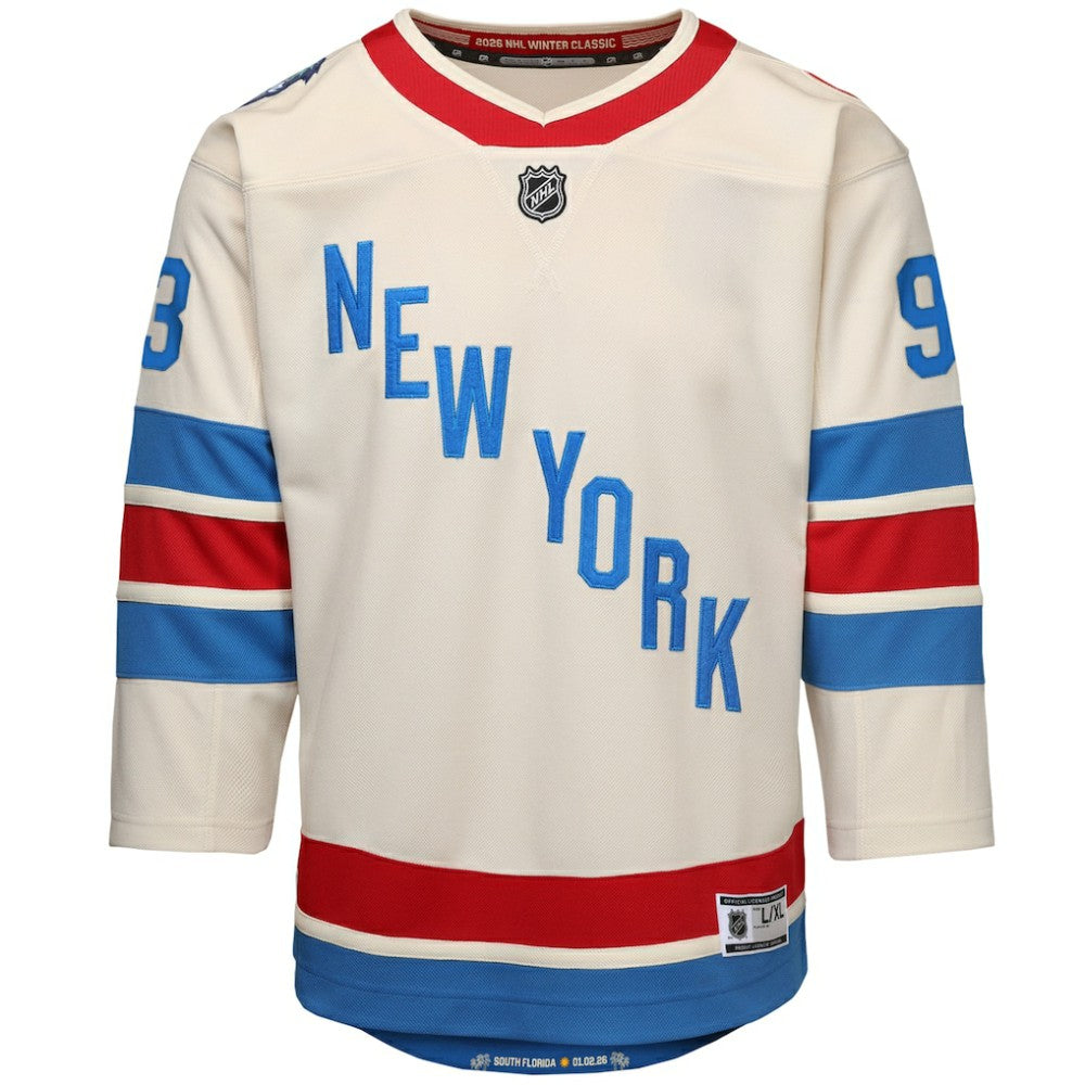 Mika Zibanejad New York Rangers Outerstuff Youth 2026 NHL Winter Classic Premier Jersey - White Jerseys