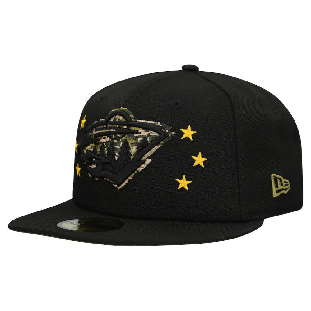 Minnesota Wild New Era Military Appreciation Digital Camo Stars 59FIFTY Fitted Hat - Black Hats
