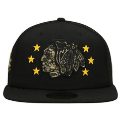 Chicago Blackhawks New Era Military Appreciation Digital Camo Stars 59FIFTY Fitted Hat - Black Hats