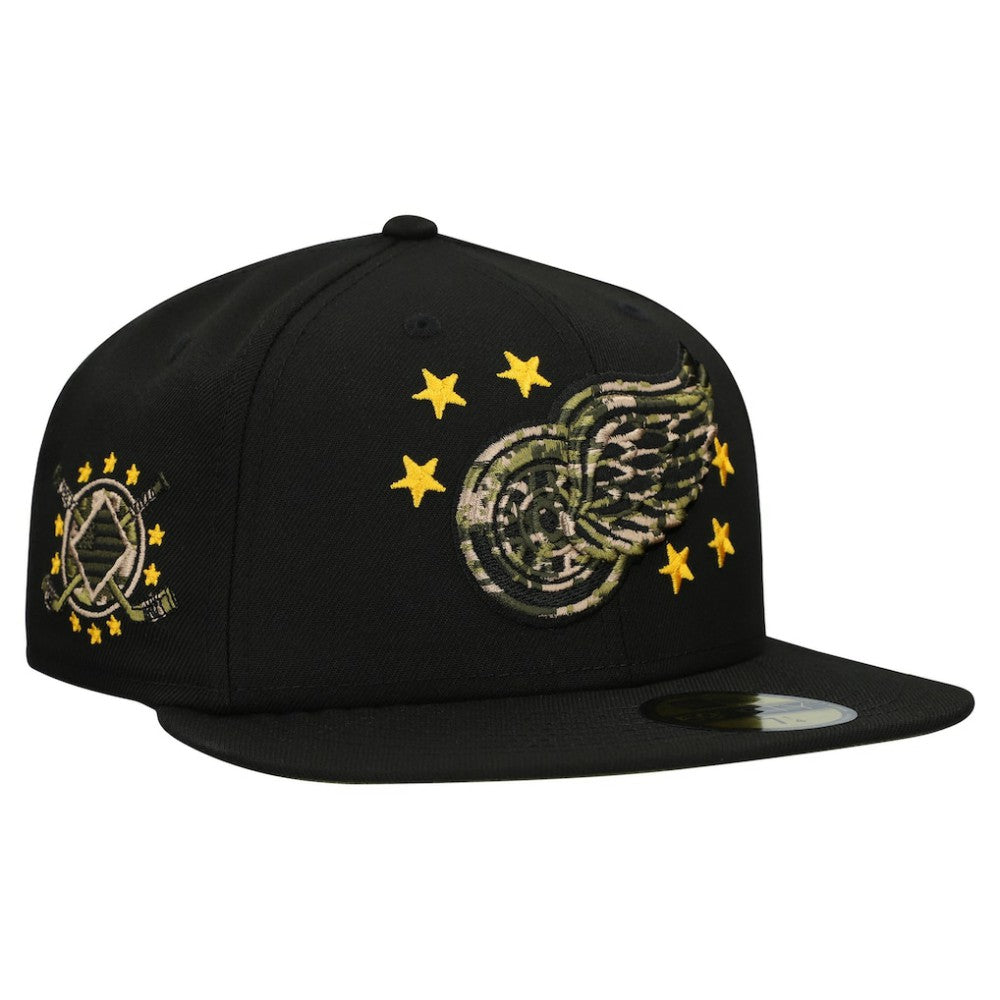 Detroit Red Wings New Era Military Appreciation Digital Camo Stars 59FIFTY Fitted Hat - Black Hats