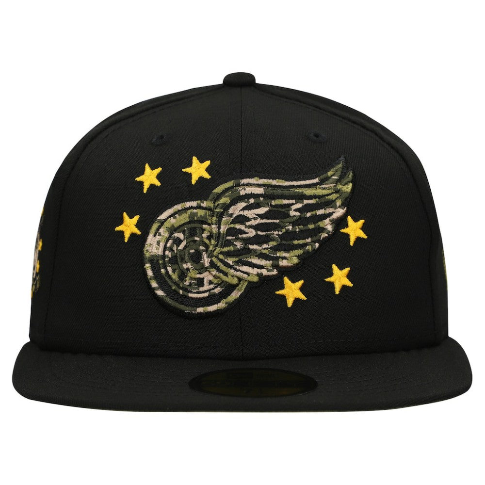 Detroit Red Wings New Era Military Appreciation Digital Camo Stars 59FIFTY Fitted Hat - Black Hats