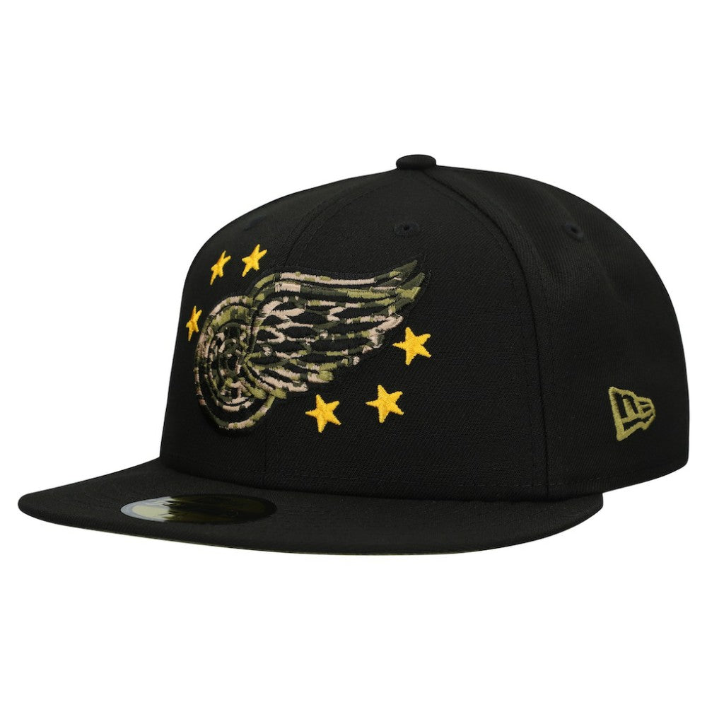 Detroit Red Wings New Era Military Appreciation Digital Camo Stars 59FIFTY Fitted Hat - Black Hats