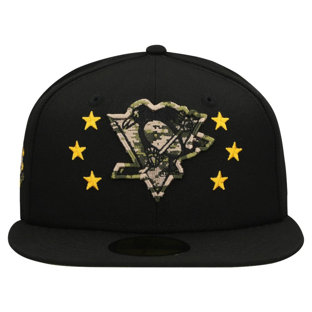 Pittsburgh Penguins New Era Military Appreciation Digital Camo Stars 59FIFTY Fitted Hat - Black Hats
