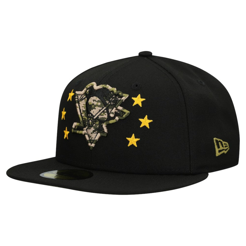 Pittsburgh Penguins New Era Military Appreciation Digital Camo Stars 59FIFTY Fitted Hat - Black Hats