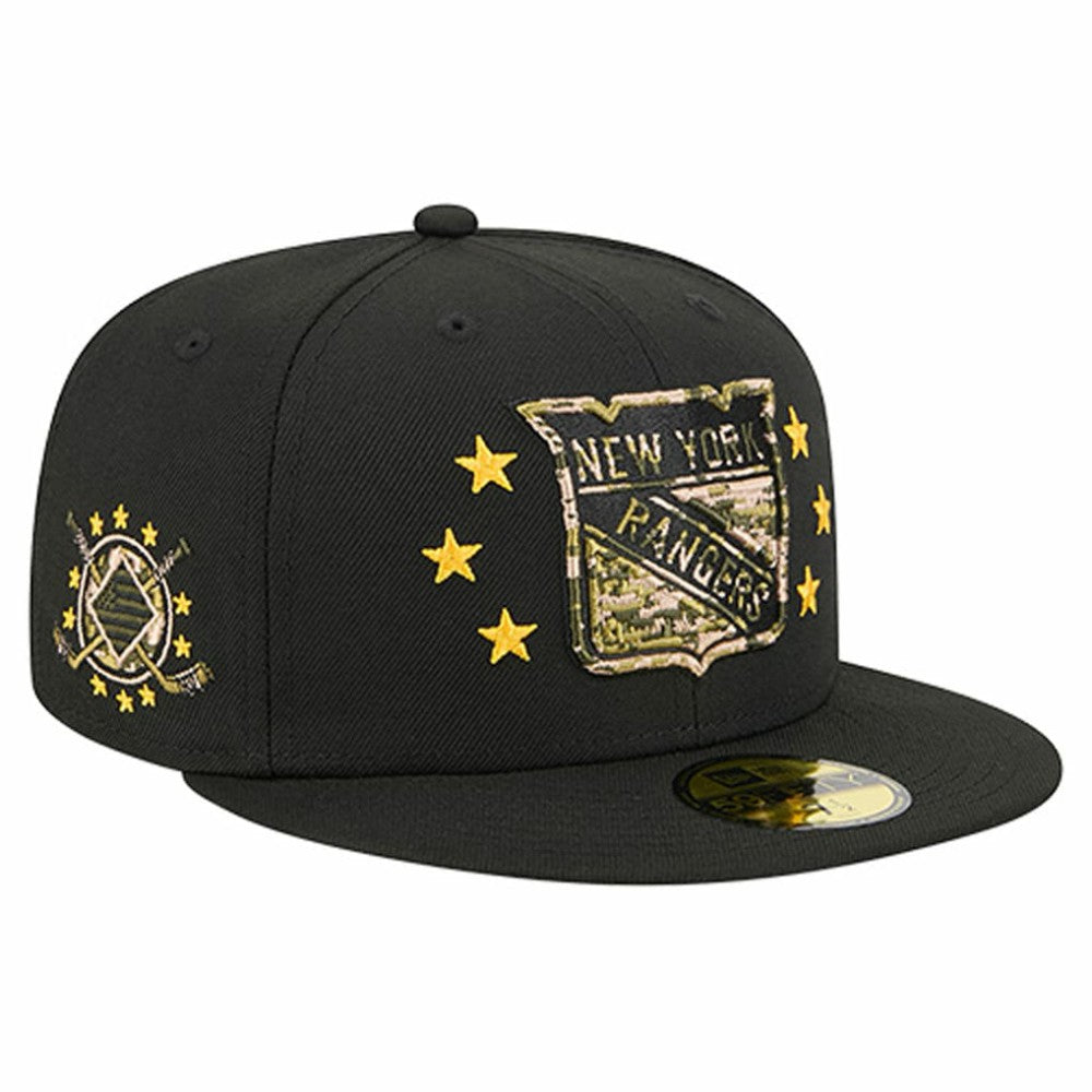 New York Rangers New Era Military Appreciation Digital Camo Stars 59FIFTY Fitted Hat - Black Hats