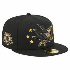 San Jose Sharks New Era Military Appreciation Digital Camo Stars 59FIFTY Fitted Hat - Black Hats