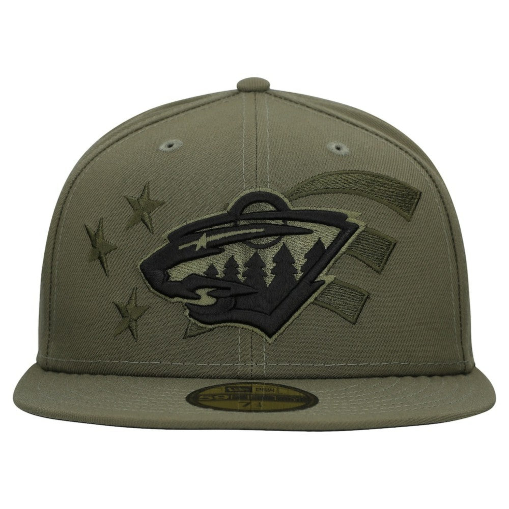 Minnesota Wild New Era Military Appreciation Flag 59FIFTY Fitted Hat - Olive Hats