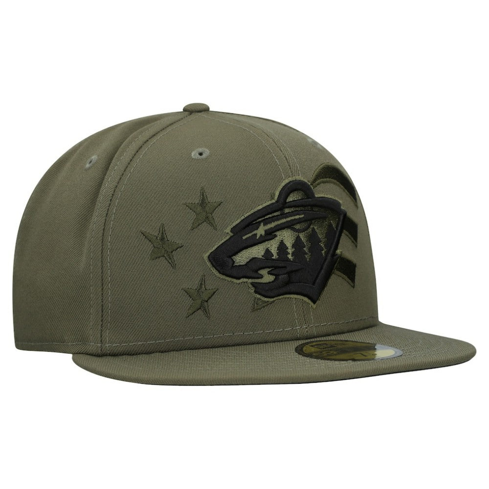 Minnesota Wild New Era Military Appreciation Flag 59FIFTY Fitted Hat - Olive Hats