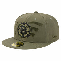 Boston Bruins New Era Military Appreciation Flag 59FIFTY Fitted Hat - Olive Hats