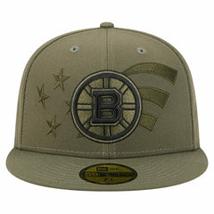 Boston Bruins New Era Military Appreciation Flag 59FIFTY Fitted Hat - Olive Hats