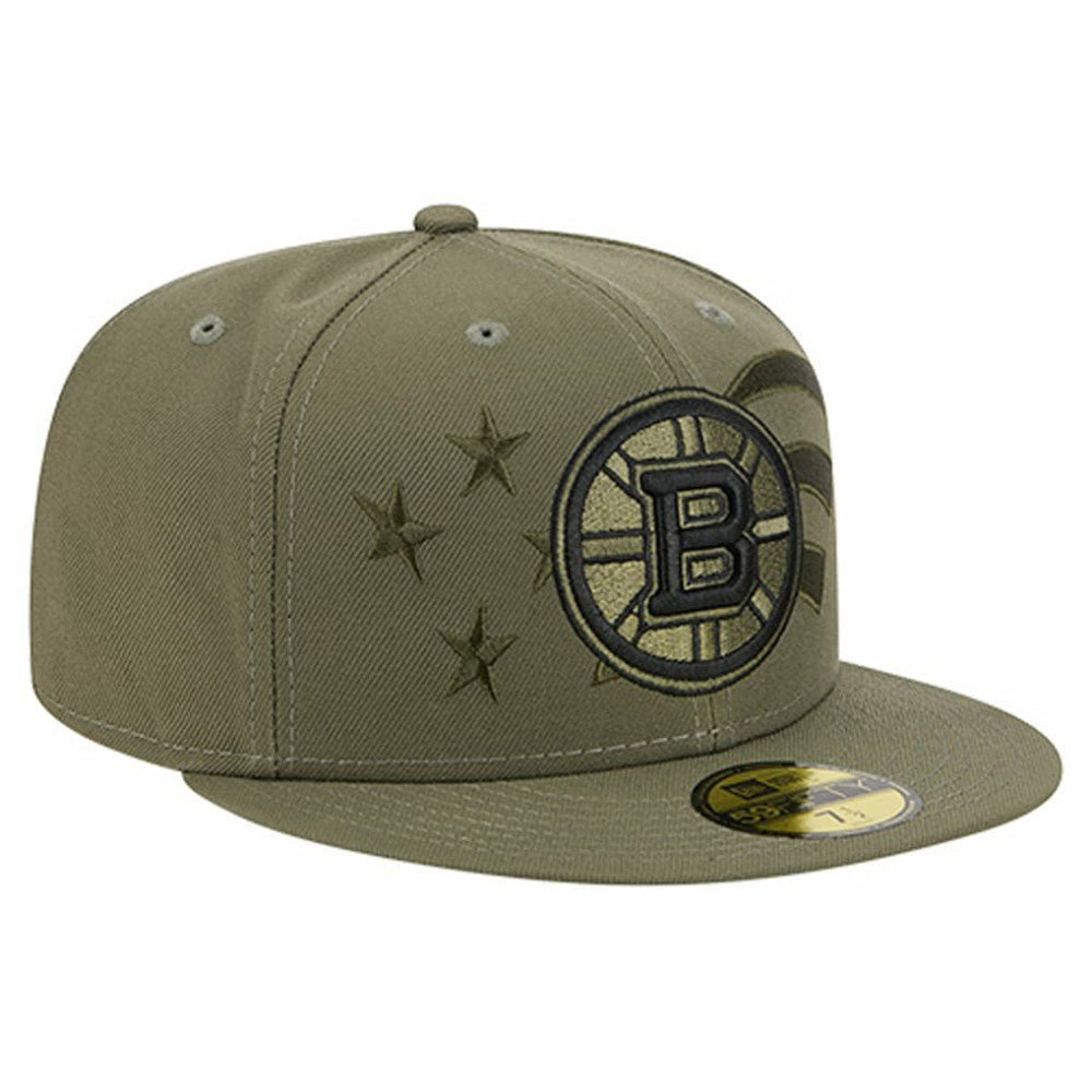 Boston Bruins New Era Military Appreciation Flag 59FIFTY Fitted Hat - Olive Hats