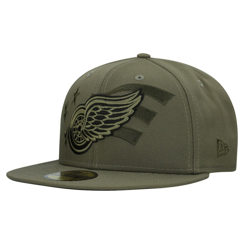 Detroit Red Wings New Era Military Appreciation Flag 59FIFTY Fitted Hat - Olive Hats