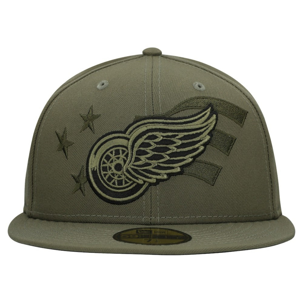 Detroit Red Wings New Era Military Appreciation Flag 59FIFTY Fitted Hat - Olive Hats