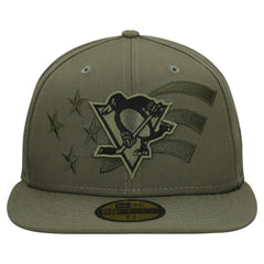 Pittsburgh Penguins New Era Military Appreciation Flag 59FIFTY Fitted Hat - Olive Hats