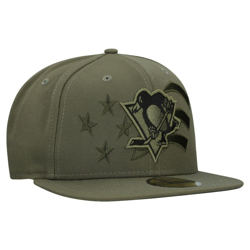 Pittsburgh Penguins New Era Military Appreciation Flag 59FIFTY Fitted Hat - Olive Hats