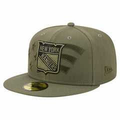New York Rangers New Era Military Appreciation Flag 59FIFTY Fitted Hat - Olive Hats