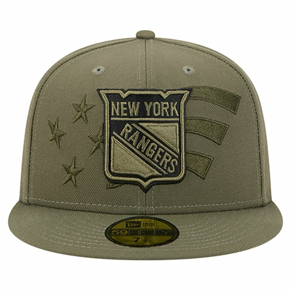 New York Rangers New Era Military Appreciation Flag 59FIFTY Fitted Hat - Olive Hats