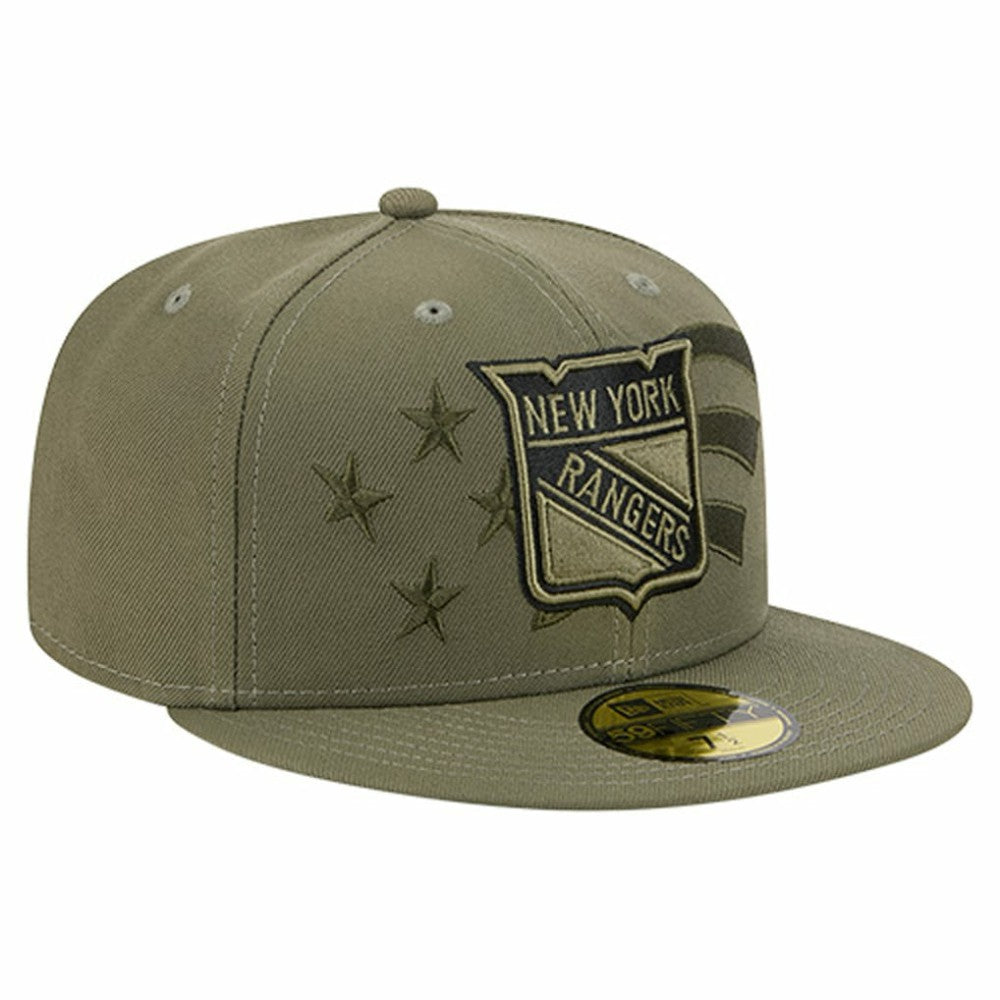 New York Rangers New Era Military Appreciation Flag 59FIFTY Fitted Hat - Olive Hats