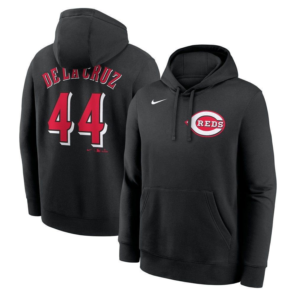 Elly De La Cruz Cincinnati Reds Player Name & Number Club Fleece Pullover Hoodie Black