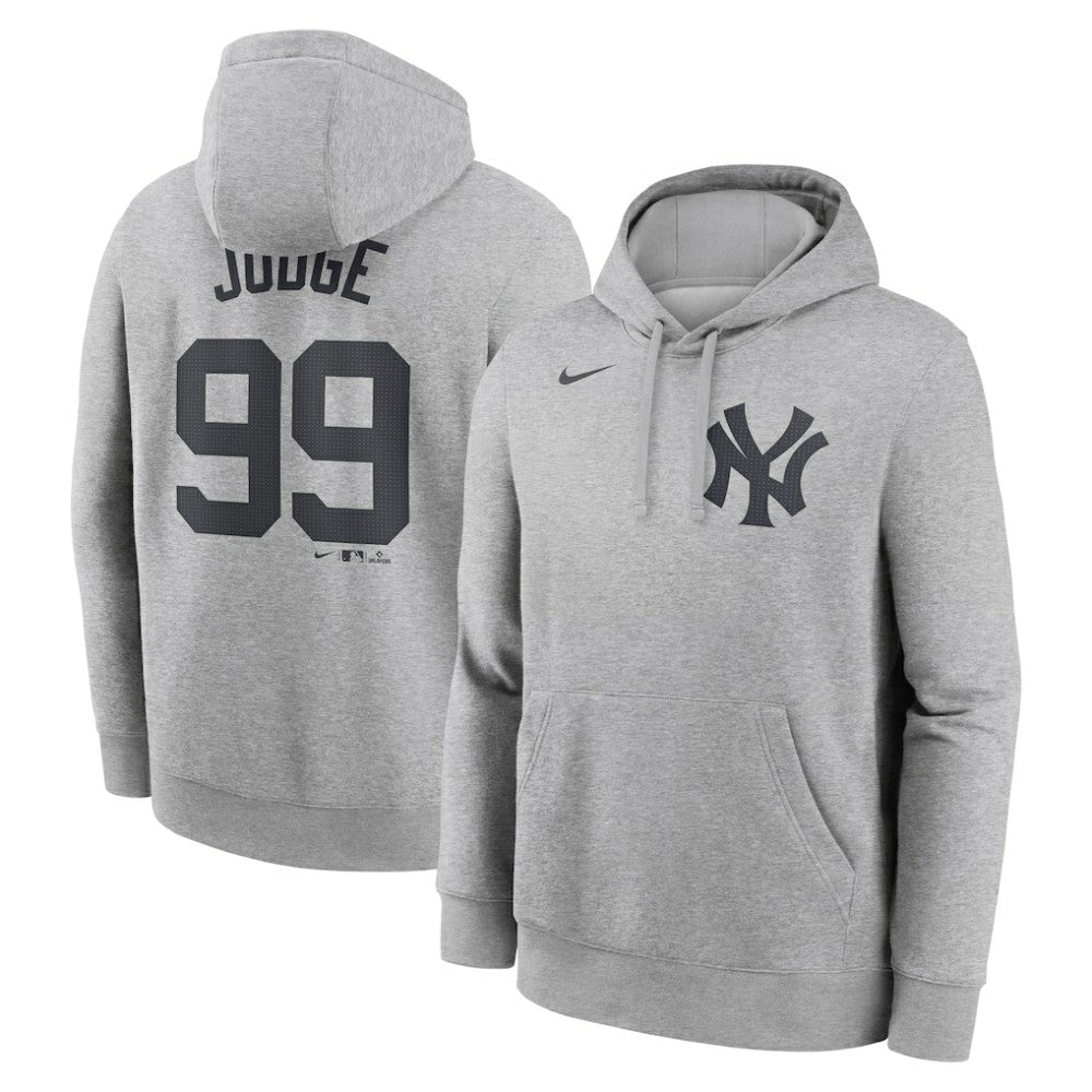Aaron Judge New York Yankees Player Name & Number Club Fleece Pullover Hoodie Heather Gray