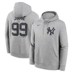 Aaron Judge New York Yankees Player Name & Number Club Fleece Pullover Hoodie Heather Gray