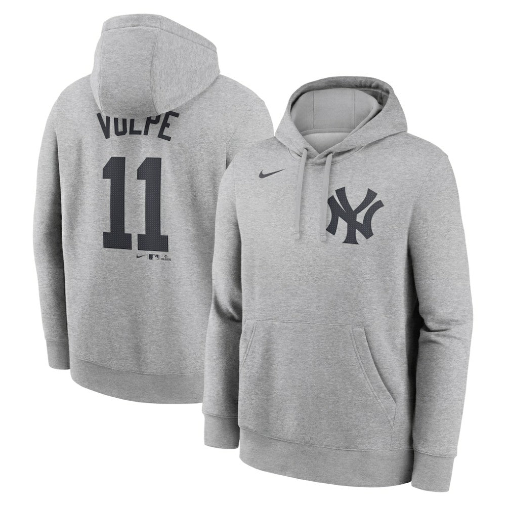 Anthony Volpe New York Yankees Player Name & Number Club Fleece Pullover Hoodie Heather Gray
