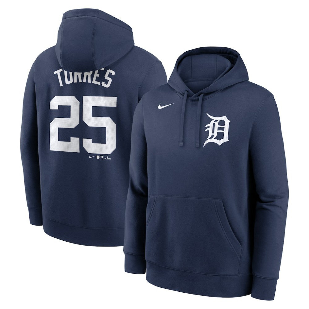 Gleyber Torres Detroit Tigers Player Name & Number Club Fleece Pullover Hoodie Navy