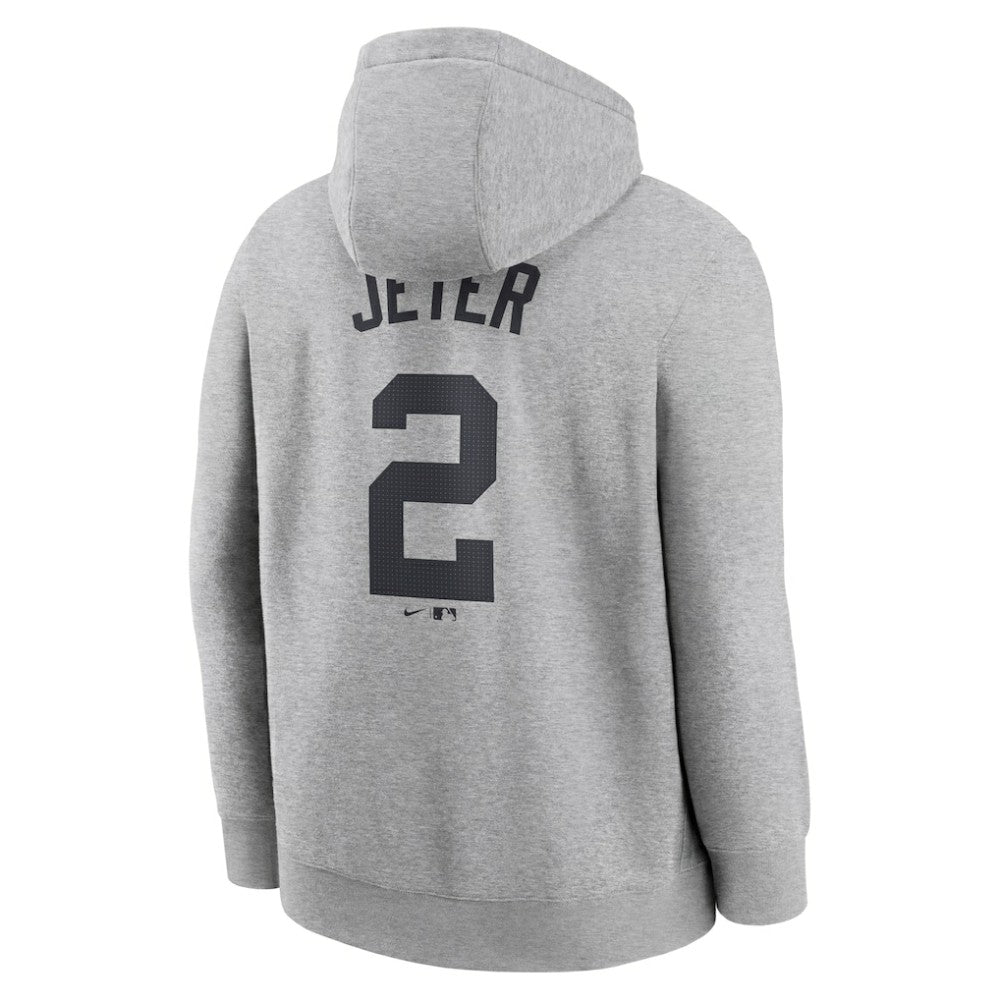 Derek Jeter New York Yankees Player Name & Number Club Fleece Pullover Hoodie Heather Gray