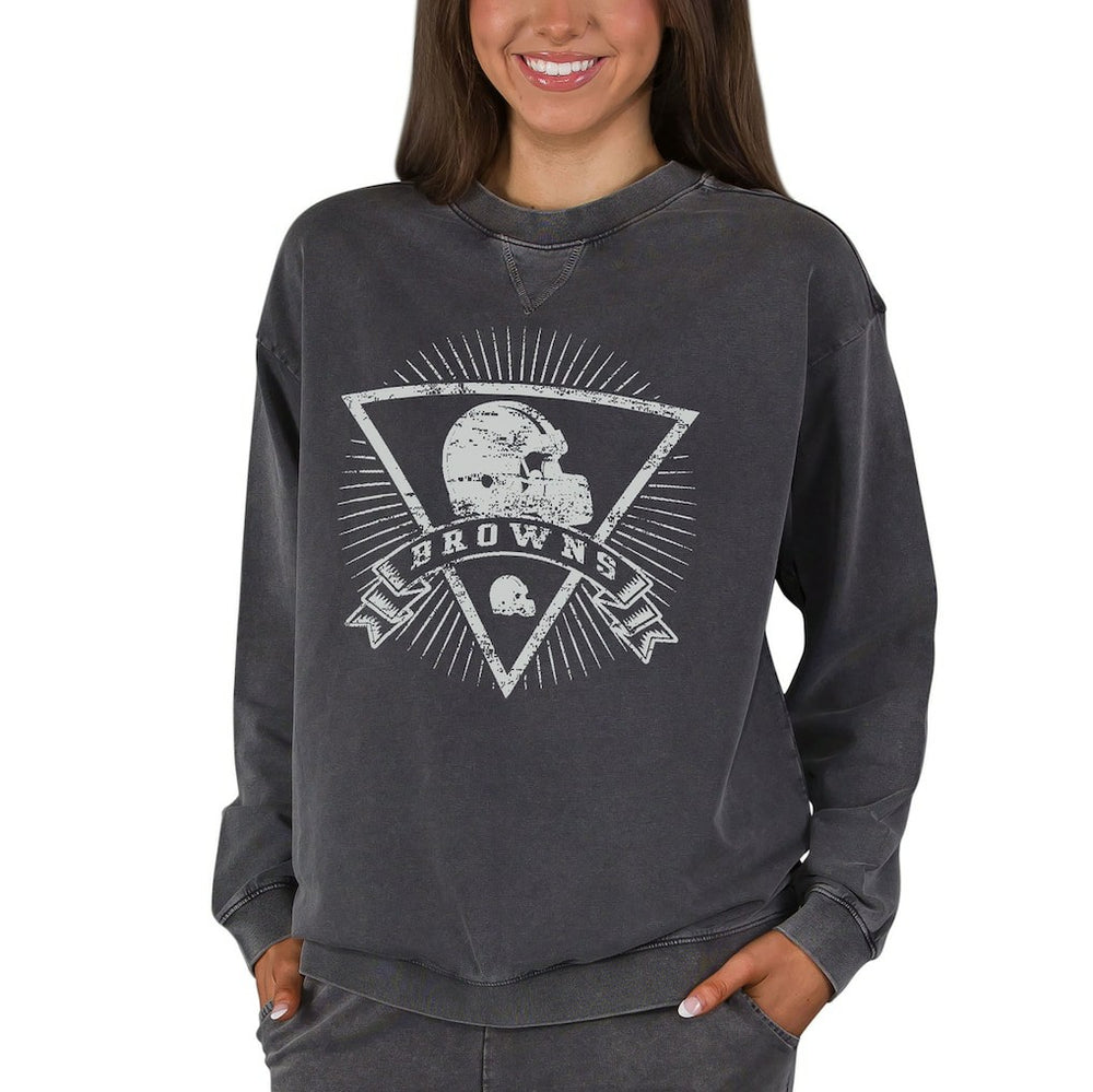 Cleveland Browns Concepts Sport Women's Boxy Mist French Terry Long Sleeve Top - Charcoal on sale