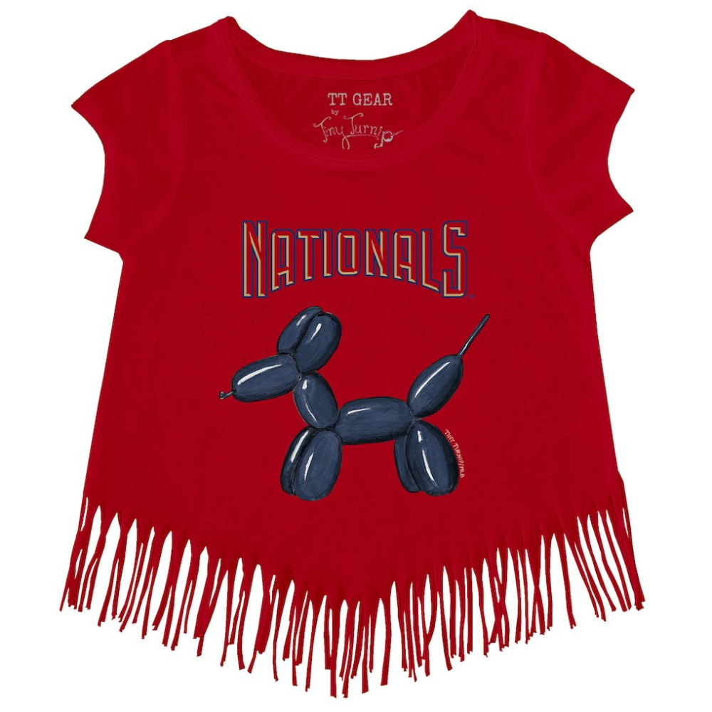 Washington Nationals Tiny Turnip Girls Youth Balloon Dog Fringe T-Shirt Red