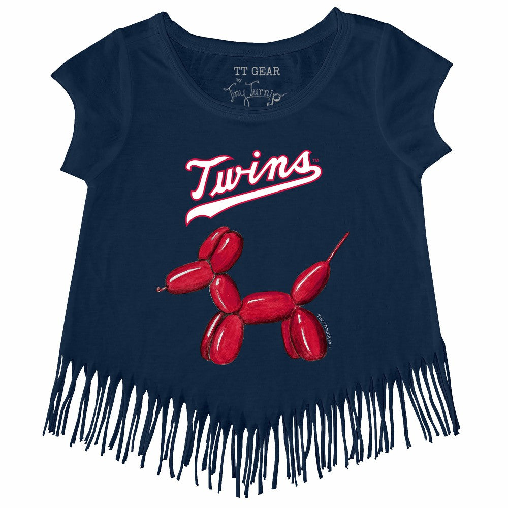Minnesota Twins Tiny Turnip Girls Youth Balloon Dog Fringe T-Shirt Navy