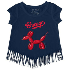 Chicago Cubs Tiny Turnip Girls Youth Balloon Dog Fringe T-Shirt Navy