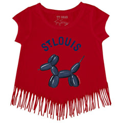 St. Louis Cardinals Tiny Turnip Girls Youth Balloon Dog Fringe T-Shirt Red