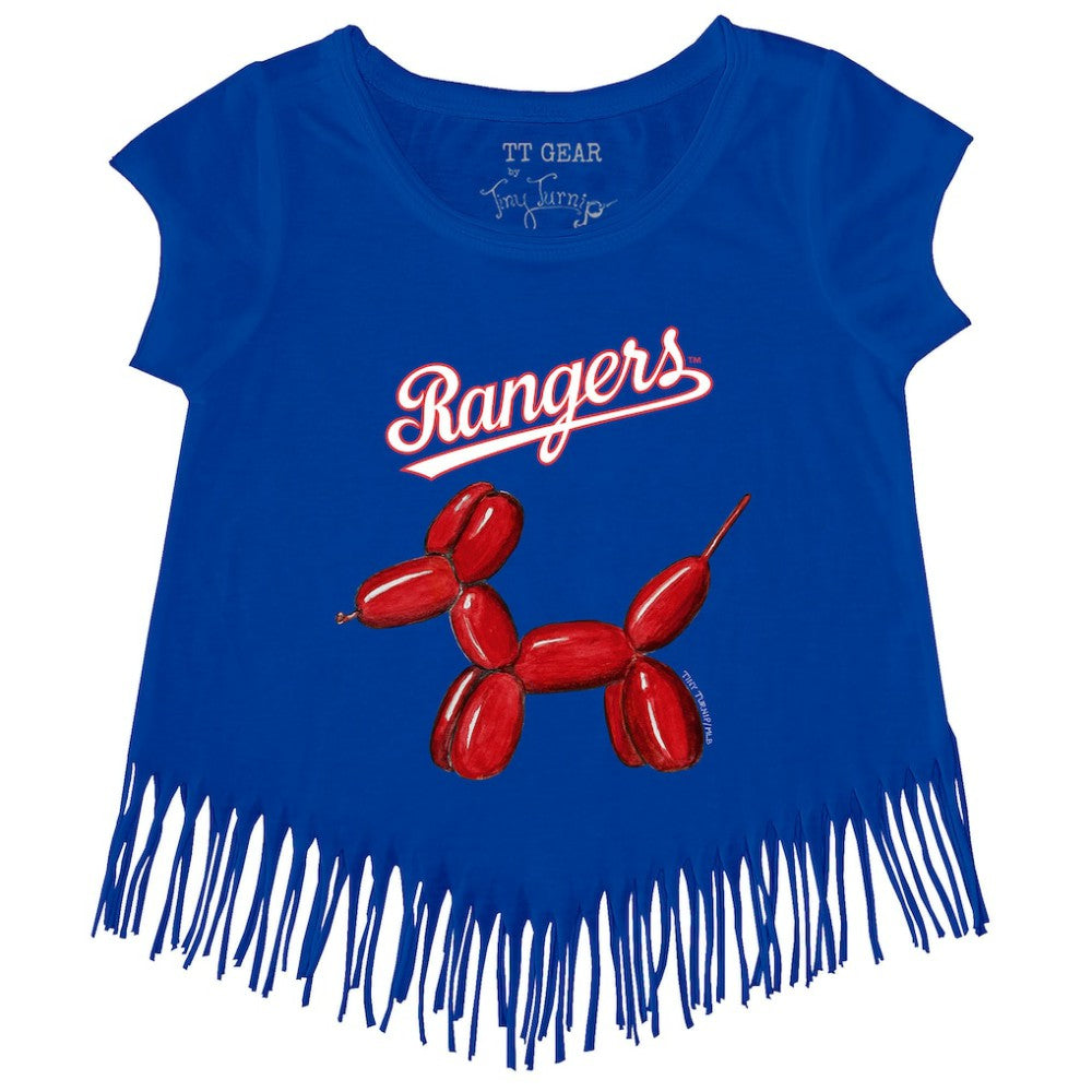 Texas Rangers Tiny Turnip Girls Youth Balloon Dog Fringe T-Shirt Royal