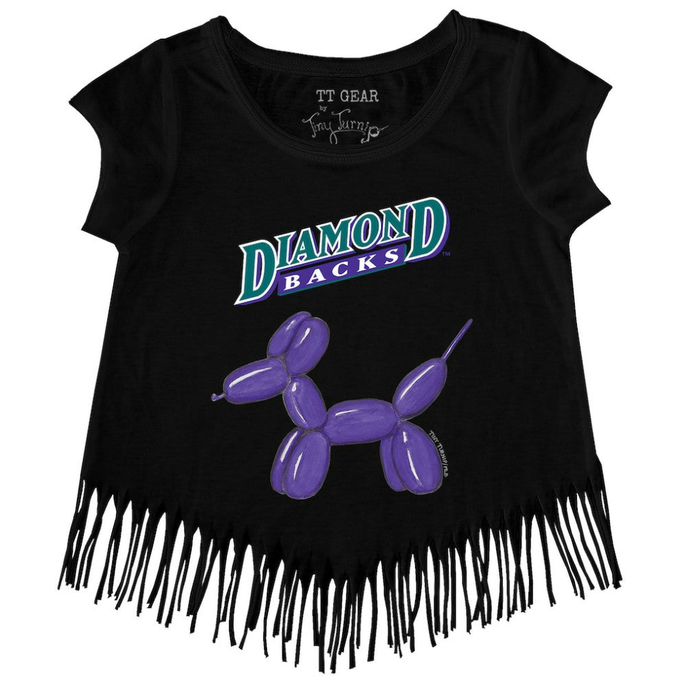 Arizona Diamondbacks Tiny Turnip Girls Youth Balloon Dog Fringe T-Shirt Black