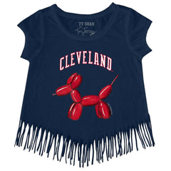 Cleveland Guardians Tiny Turnip Girls Youth Balloon Dog Fringe T-Shirt Navy