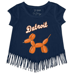 Detroit Tigers Tiny Turnip Girls Youth Balloon Dog Fringe T-Shirt Navy
