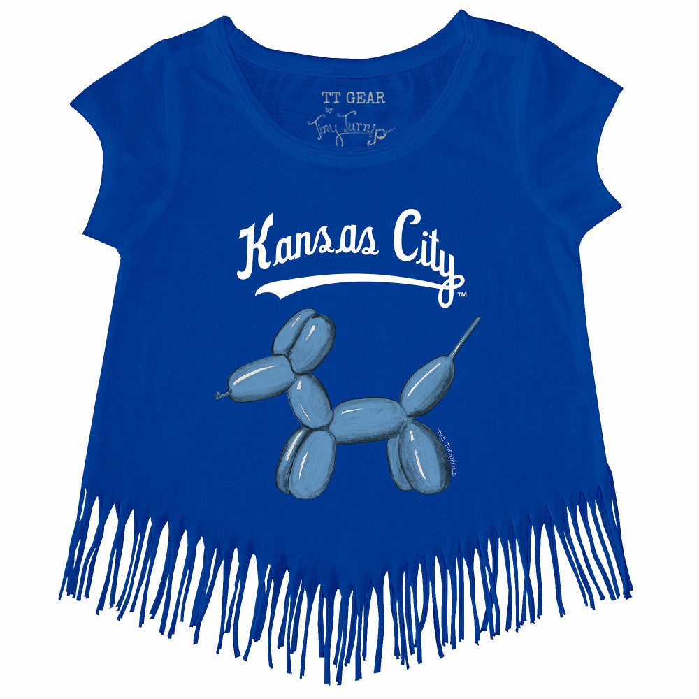 Kansas City Royals Tiny Turnip Girls Youth Balloon Dog Fringe T-Shirt Royal
